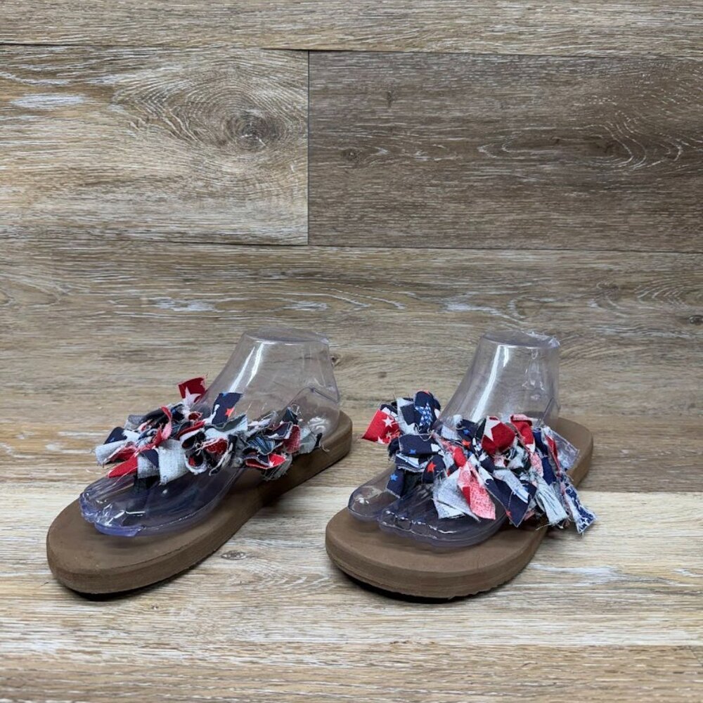 Flojos Red/White/Blue Rag Flip Flops Women's Size (see picture)
